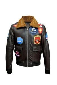 Men’s G1 Top Gun Maverick Tom Cruise Real Leather Bomber Jacket Style Jacket - Picture 1 of 9