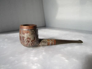 ANTIQUE SILVERSMITH Co HORSE RACING STERLING SILVER OVERLAY TOBACCO SMOKING PIPE - Picture 1 of 22