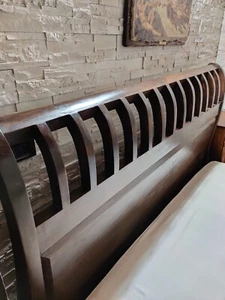 Letto matrimoniale in legno massiccio art deco' primi '900 - Foto 1 di 8