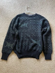 Vintage Meister Black Men's 100% Wool Ski Sweater Large - Picture 1 of 1