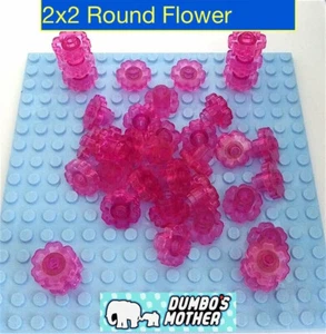 LEGO Flower Round 2x2 Flower Trans Dark Pink Rounded Open Stud X20 - Picture 1 of 2