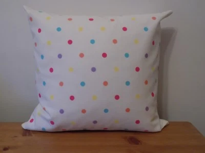Polka Dot Cushion Cover Throw Pillow Dotty Sunshine Cotton Canvas 16" 18" Zip - Image 1 of 4