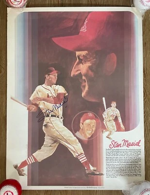 STAN MUSIAL SIGNED/AUTOGRAPHED 18x24 LITHOGRAPH POSTER - COCA COLA - CARDINALS - Image 1 of 4