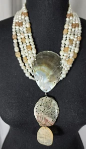 CHICO'S white tan necklace mother of pearl NWT - Picture 1 of 12