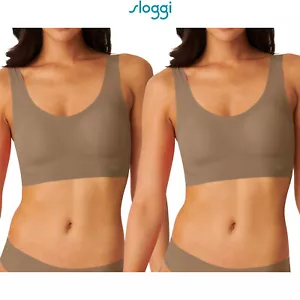 2x Sloggi Zero Feel Invisible Comfort Womens Wire Free Bras Crop Top Lead Grey - Picture 1 of 7