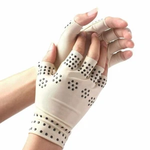 Magnetic Therapeutic Arthritic Fingerless Compression Gloves Arthritis Therapy - Picture 1 of 10