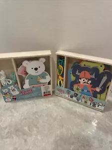 Wooden Lacing Shapes Cards Pair Preschool Teacher Supply Learning - Picture 1 of 1