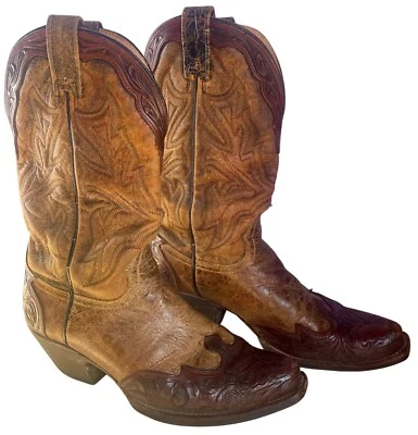 Botas de Vaquero Stetson Todo Cuero Tocadas a Mano, Talla 38 EU o 7.5 EE. UU., Desgastadas Foto 1 de 4