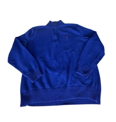 Polo Ralph Lauren Masculino Tamanho XL Azul 1/4 Zíper Pescoço Suéter de Algodão Pônei Vermelho - Imagem 1 de 4