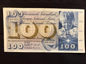 1957 Switzerland 100 Francs Banknote VF - Picture 1 of 6