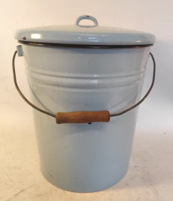 Emaille Eimer Windeleimer Deckel Wassereimer Pflanzgefäß Landhaus Abfalleimer #3 - Bild 1 von 4