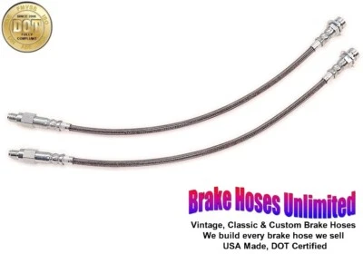 FRONT STAINLESS BRAKE HOSES Ford Mustang II, 1974 1975 1976 1977 1978, Disc - Image 1 of 3