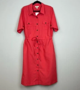 Appleseed’s rosa Button Down Hemdkleid Cinch Taille Taschen Größe 16 NEU - Bild 1 von 6