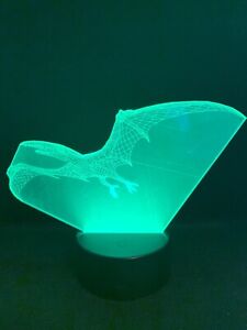 Pterodactyl Dinosaur 3D Acrylic LED Night Light - 7 Changing Colors - USB - New