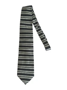 PAOLO GUCCI Striped Black Silver Vintage Neck Tie - Picture 1 of 6