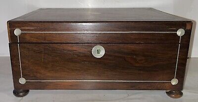 Beautiful Antique Jewel CHEST  Casket  1840 Empire Inlaid MOP Fitted Interior • 382.66$