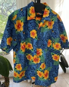 Camisa Tropical Hawaiana MCD Para Hombres M Botón Frontal Floral Algodón Vacaciones Años 90 De Colección - Imagen 1 de 8