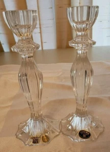 Vintage Pair Bohemian Lead Crystal Candle Stick 7 1/4" - Picture 1 of 7