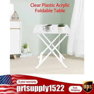 Clear Plastic Acrylic Foldable Table TV Snack Tray Living room Coffee Tea Table - Picture 1 of 13
