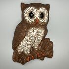 Vintage Owl Wall Hanging Plaque Home Interior Foam Brown 7.5” T HOMCO Kitcsh 70s