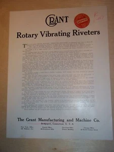 Vtg Grant Manufacturing&Machine Catalog~Rotary Riveters - Picture 1 of 1