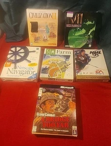 Vintage PC Game Boxes Only tank Platoon Ii, Civilization Ii, Sim Farm, A Bridge - Picture 1 of 7