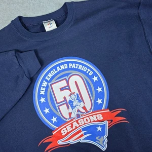 New England Patriots 50 Seasons Sweatshirt Men's Large Blue NFL Team Jerzees - Picture 1 of 11