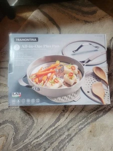 Neu Tramontina 7 Stück All In One Plus Pfanne Ilag Antihaft Keramik Weiß Deckel - Bild 1 von 7