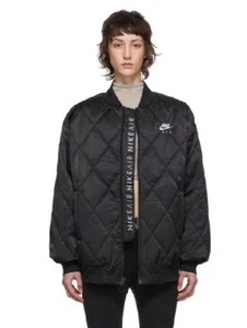 Nike Women’s Satin Bomber Jacket Black XL NBV2877-010 Streetwear Retail $250 - Picture 1 of 7