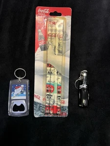 Coca Cola Memrobilia Pack Unopened Pencils 2 Key Chains One With Bottle Opener - Picture 1 of 2