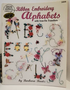 Vintage 1995 Ribbon Embroidery Alphabets with Iron On Transfers by Barbara Baatz - Picture 1 of 23