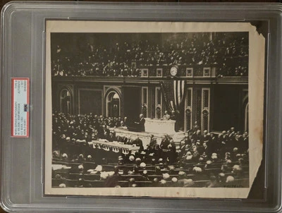 Muy Raro Presidente Wilson War Message 1917 PSA Tipo 3 Auténtico, EE. UU. Entra en la Primera Guerra Mundial Foto 1 de 4