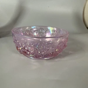 FENTON VERLYS  PINK HOLOPHANE ROSE BOWL IN OPALESCENT GLASS 5 1/2 In - Picture 1 of 7