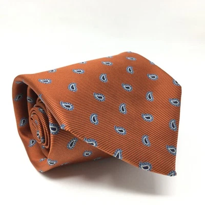 NUEVA Corbata Brooks Brothers 346 Clásica Naranja Azul Paisley Seda Hecha en EE. UU. Foto 1 de 4