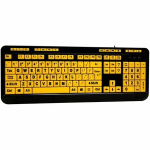 Adesso AKB-132UY Luminous 4X Large Print Multimedia Desktop Keyboard - Picture 1 of 5