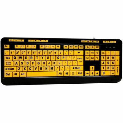 Adesso AKB-132UY Luminous 4X Large Print Multimedia Desktop Keyboard - Image 1 of 4