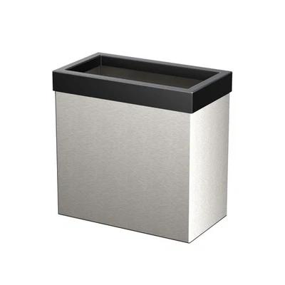Moderna papelera rectangular, níquel satinado y negro mate combo - inoxidable... Foto 1 de 3