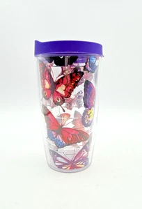 Tervis Tumbler 16 oz Cup w/Purple lid All Over Assorted Colorful Butterflies - Picture 1 of 7