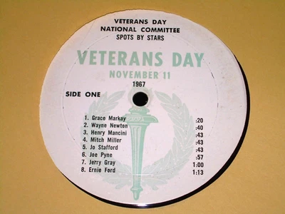 1967 Veteran's Day Radio Spots Ernie Ford Jo Stafford Wayne Newton Mike Minor - Image 1 of 2
