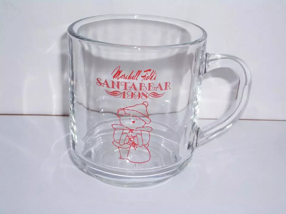1998 Marshall Field's  SANTA BEAR  Glass Mug - Unused! - Image 1 of 1