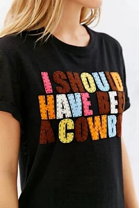 Native Rose Urban Outfitters I Should Have Been A Cowboy Black T Shirt Sz S NEW - Picture 1 of 12