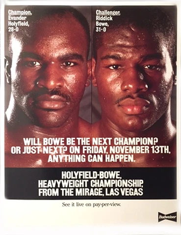 VINTAGE ORIGINAL 1992 EVANDER HOLYFIELD VS. RIDDICK BOWE BOXING FIGHT POSTER Cover