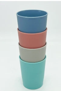Tupperware 6 oz Juice Tumblers Cups Country Pastel Blue Gray Pink Mint #1251 New - Picture 1 of 4