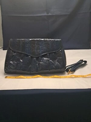 Vitage J.Renee Snake Skin Envelope Purse Black And Blue In Color Very Nice Purse Foto 1 de 4