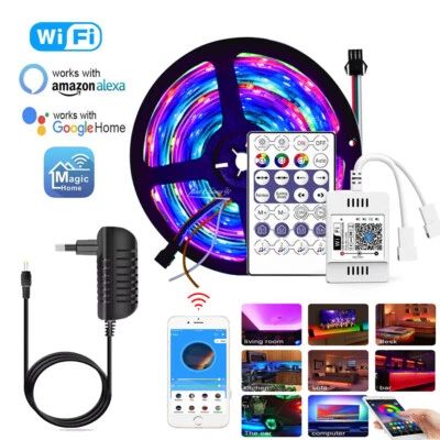 DC 12V WS2811 RGB full color LED strip + 28Key WiFi Smart controller Voice  set - Image 1 of 4