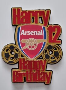 Handmade Unofficial Arsenal FC Cake topper Personalised Happy Birthday