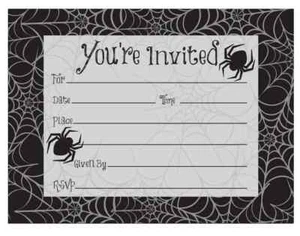 Black Spider Web Haunted House Carnival Halloween Party Invitations w/Envelopes - Picture 1 of 1