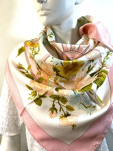 ¡NUEVO! De colección Hermes Carre 90 ROMANTIQUE Seda 100% Bufanda Rosa #m4972 - Imagen 1 de 10
