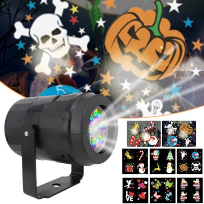 Proyector de luz láser LED para vacaciones de Halloween casa paisaje decoración con tarjeta de 6 piezas Foto 1 de 4
