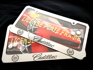 2x Cadillac Logo License Plate Frame Stainless Steel Laser Engraved Car Metal - Picture 1 of 4